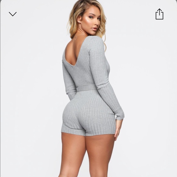Fashion Nova Gray Ribbed Jumpsuit - Picture 3 of 5